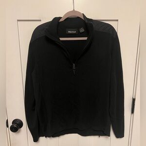 Marmot Ments black Quarter Zip pullover Wool Blend Sweater Size Medium